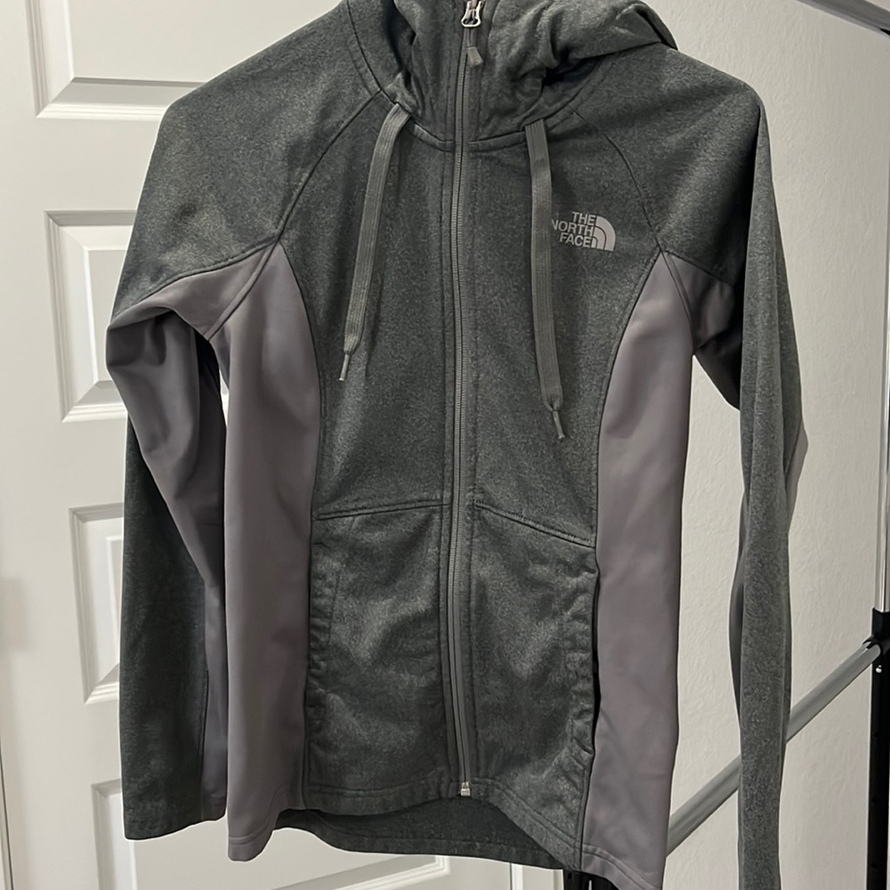 The North Face Zip Up Jacket w Hood - SMALL - Gray